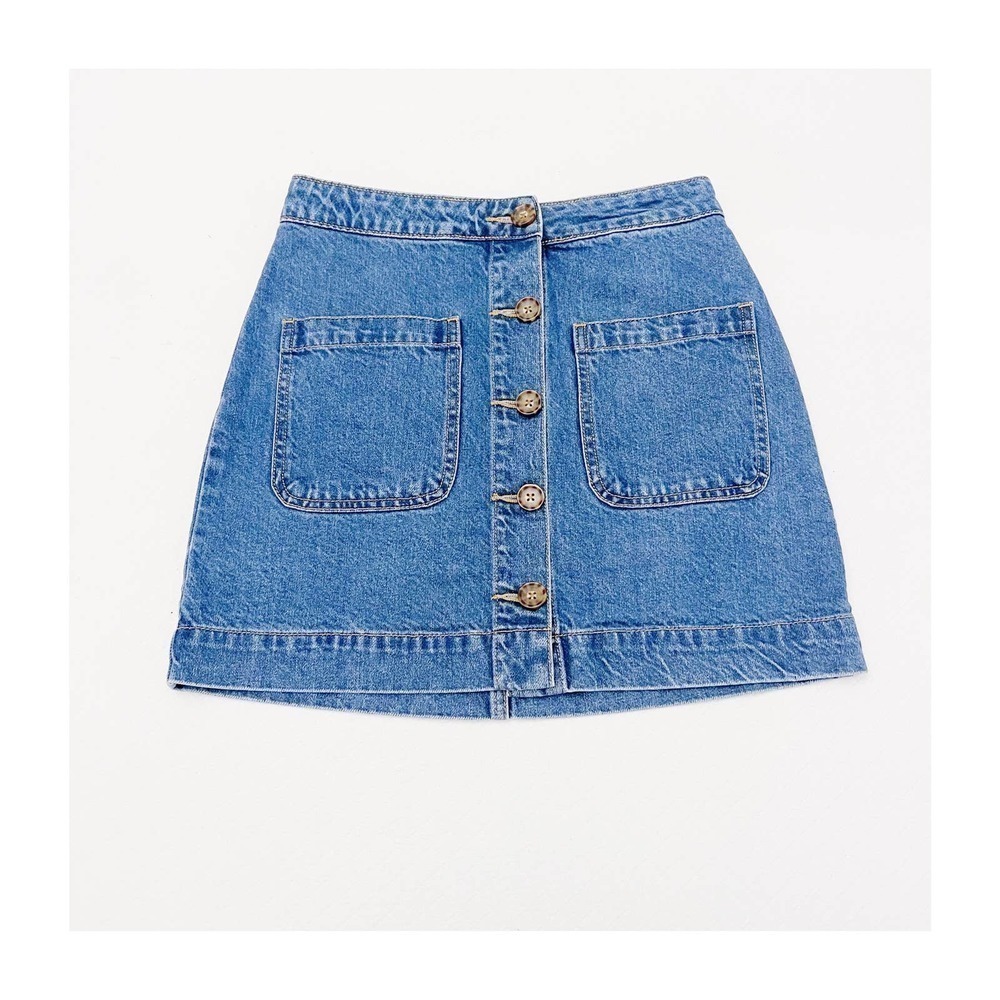 We The Free Super High Rise Denim Button Down Jean Skirt SZ25